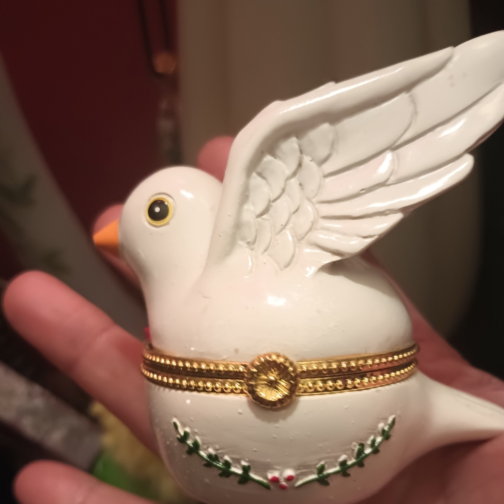 White Decorative Bird trinket box